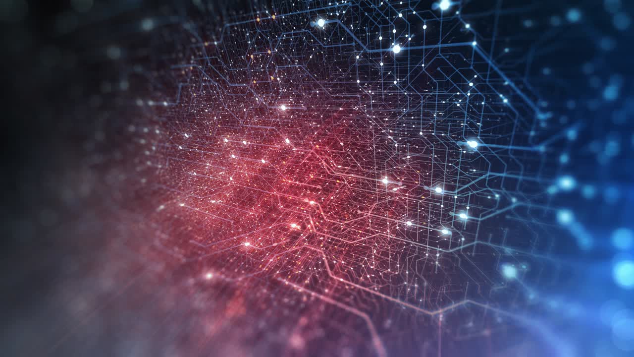 Motherboard Circuit Background. Virus detected over circuit board. Worm, cyber attack, antivirus, firewall alert and danger warning concept. Futuristic PCB. 3D render, 4K Seamless Loop.