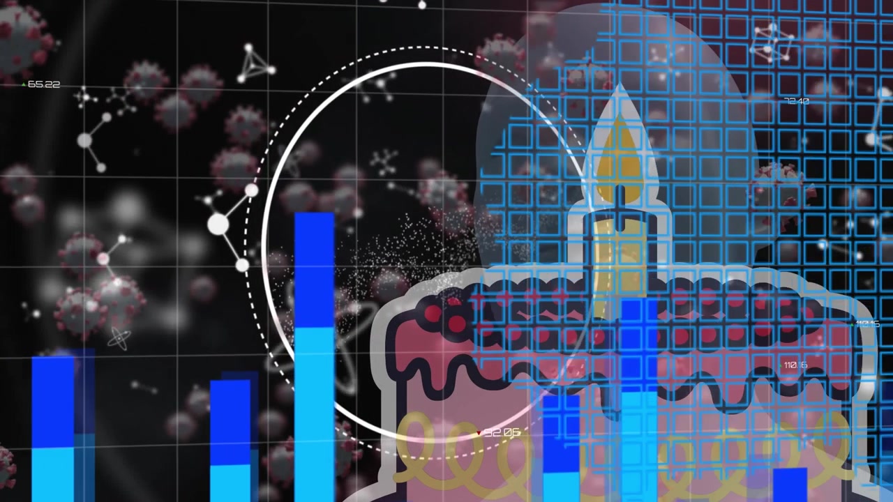 Animation of data processing over virus cells