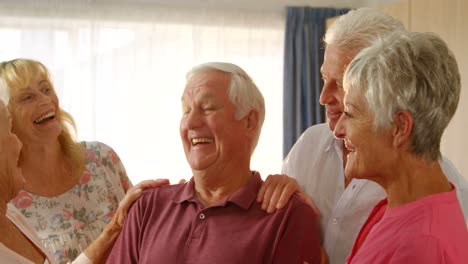 happy senior friends spending time together