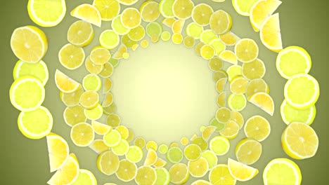 falling lemons rings background, loop, with alpha channel