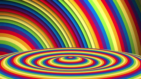 animación de superficie circular de color arco iris en movimiento y fondo