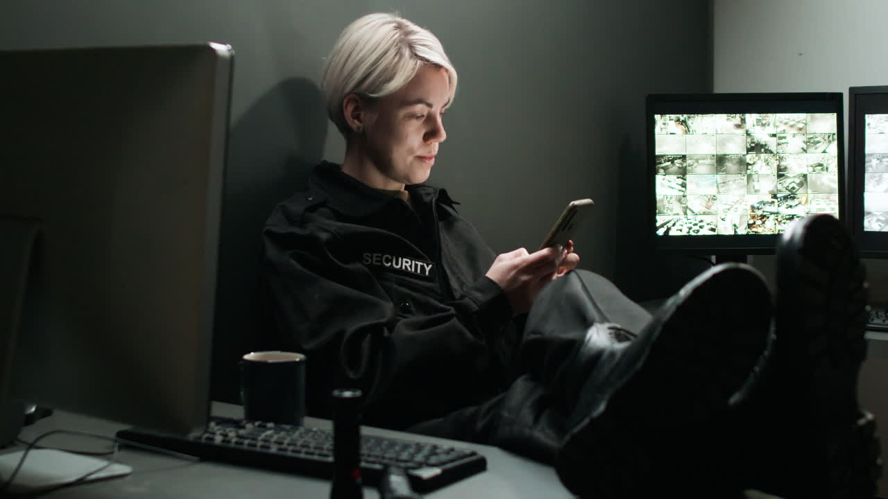 guardia de seguridad trabajando en una habitación