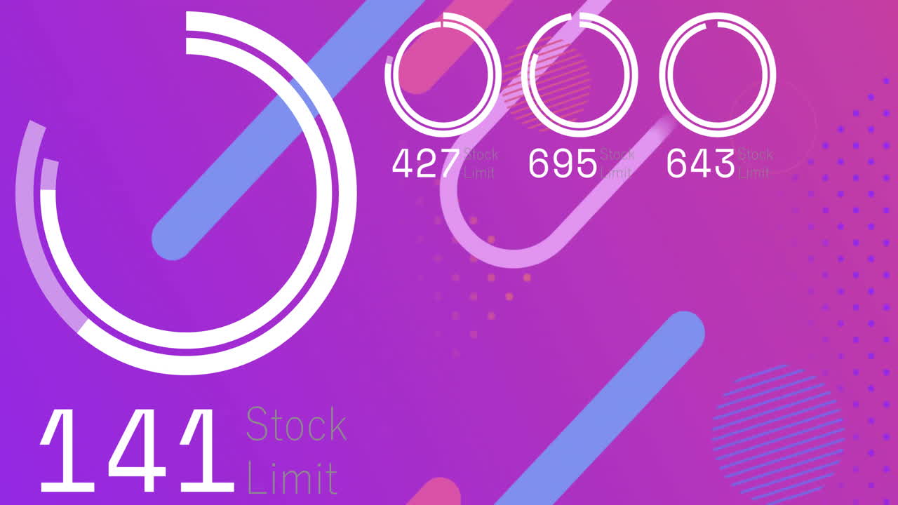 Animation of digital data processing over pattern on purple background