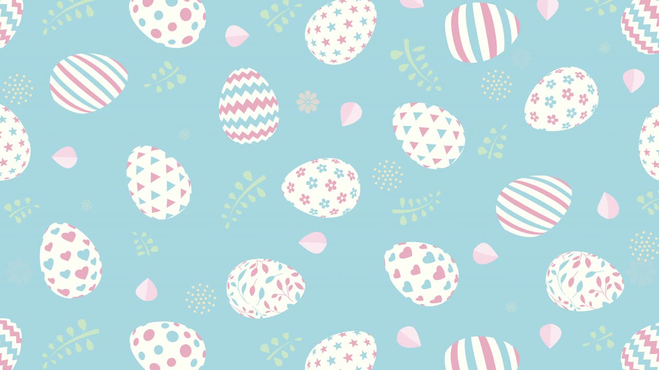 Easter eggs loop animation. 4K background.
