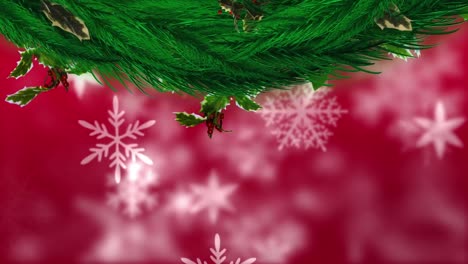 Animation-of-christmas-decoration-over-falling-snow