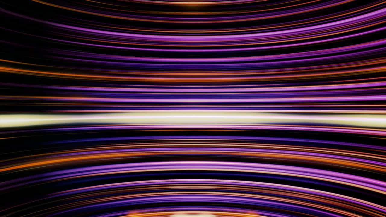 Abstract bright bended lines of different matching colors. Animation. Background of elegant curved shimmering lines, seamless loop