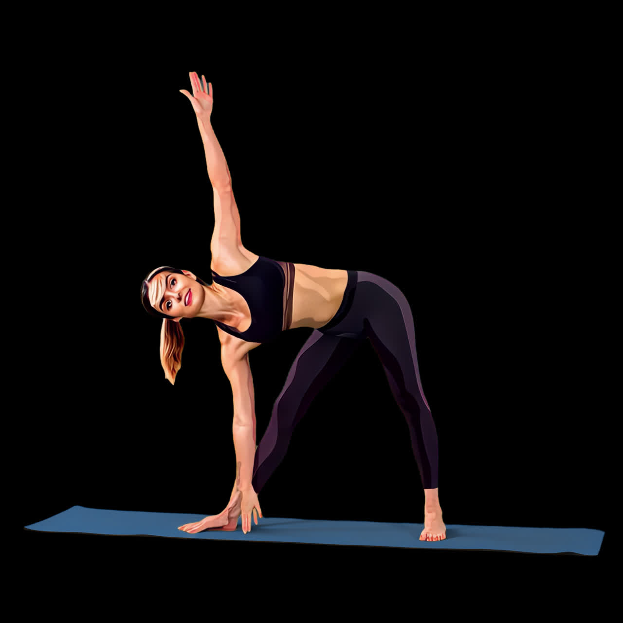 Mulher praticando pose de yoga, animação de recurso isolado, vídeo 4K transparente, canal alfa, ProRes