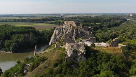 cinematic shot of hrad devin castle in bratislava