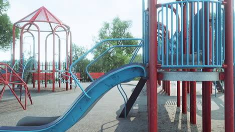 empty colorful children playground set in park