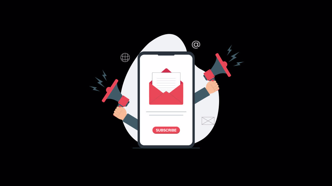 Animated Smartphone with Email and Subscribe Button for Marketing