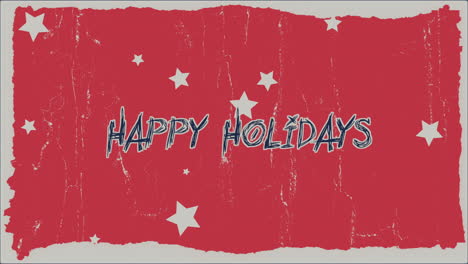 Happy-Holidays-with-stars-on-red-grunge-texture