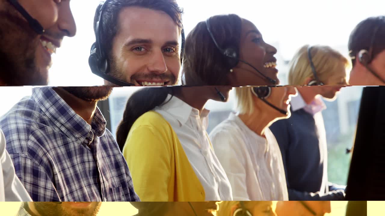 grupo de ejecutivos de negocios con auriculares