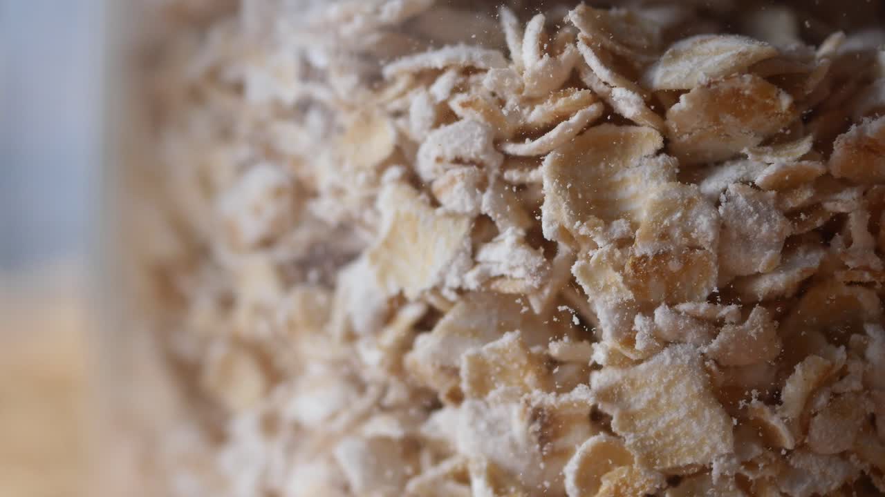 primer plano de las escamas de avena