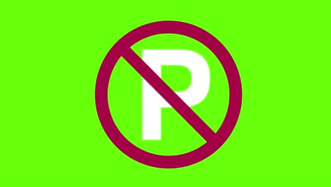 2d animated illustration of a no parking on a green screen