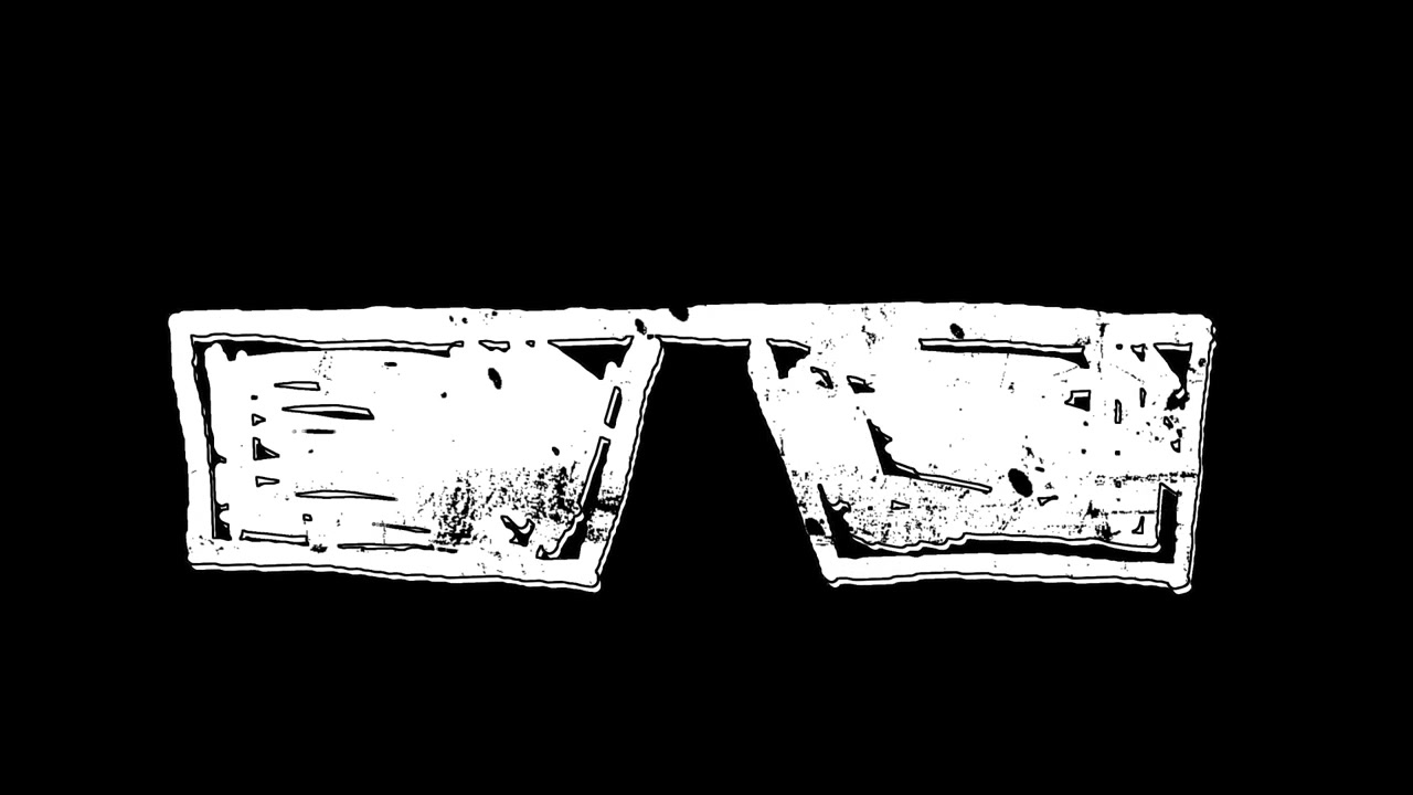 Loop animato di occhiali da sole glitch in bianco e nero