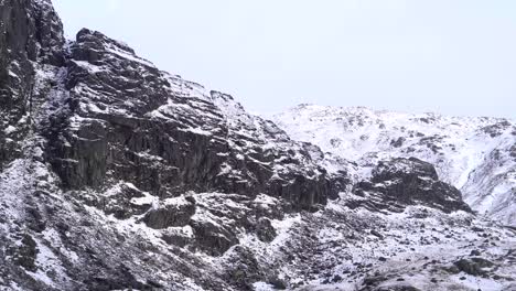 a snowy mountain scene in the lake district, united kingdom