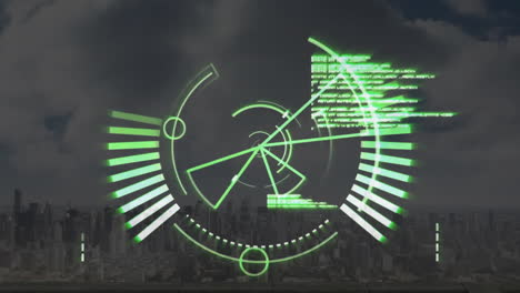 animation of scope scanning and data processing over landscape