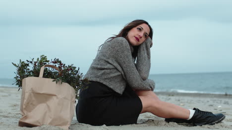 sitting on the beach