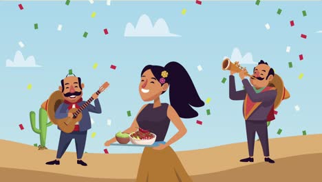 personas mexicanas celebrando en el desierto