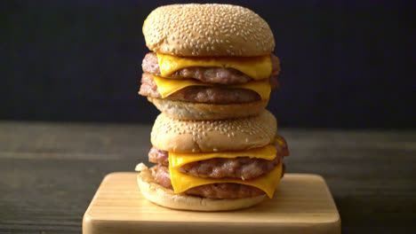 pork hamburger or pork burger with cheese