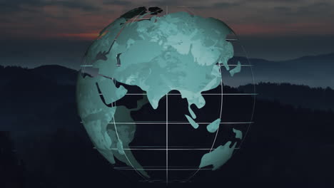 animation of globe spinning over landscape