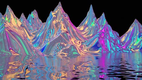 abstract iridescent mountains with reflections