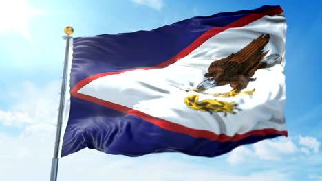 american samoa flag seamless looping 3d rendering video. beautiful textile cloth fabric loop waving