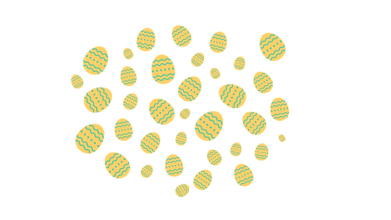 Easter Eggs pattern pop up from center animation 4K on white background