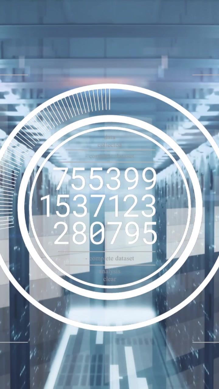 Animation of numbers and data processing over computer servers