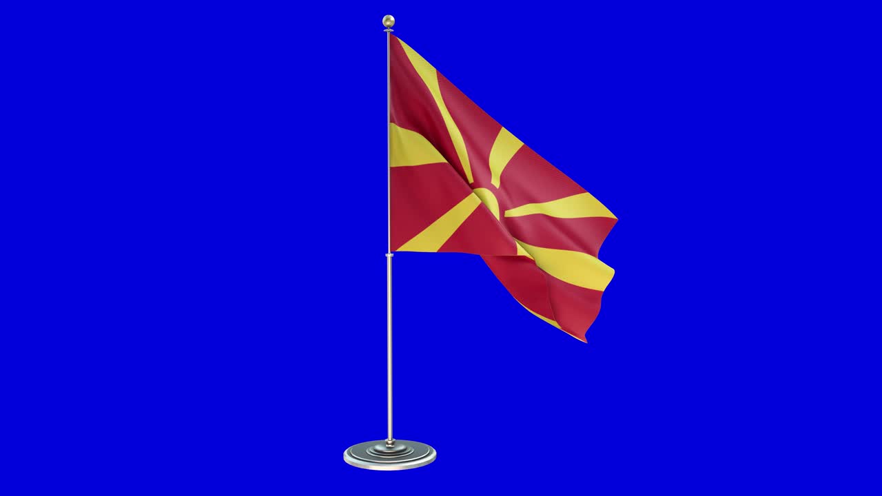 macedonia ilustración 3d de la bandera ondeando en un poste con llave de croma
