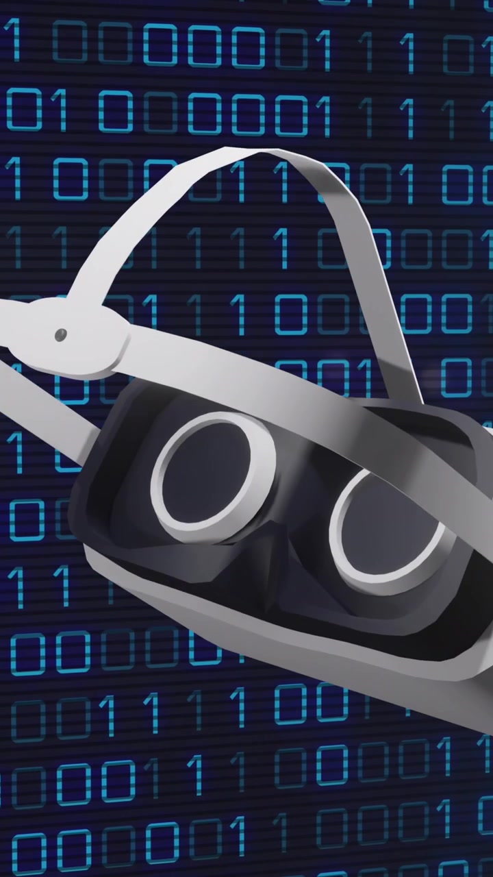 Animation af VR-headset over binær databehandling