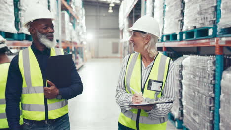 people, warehouse team and logistics inspection