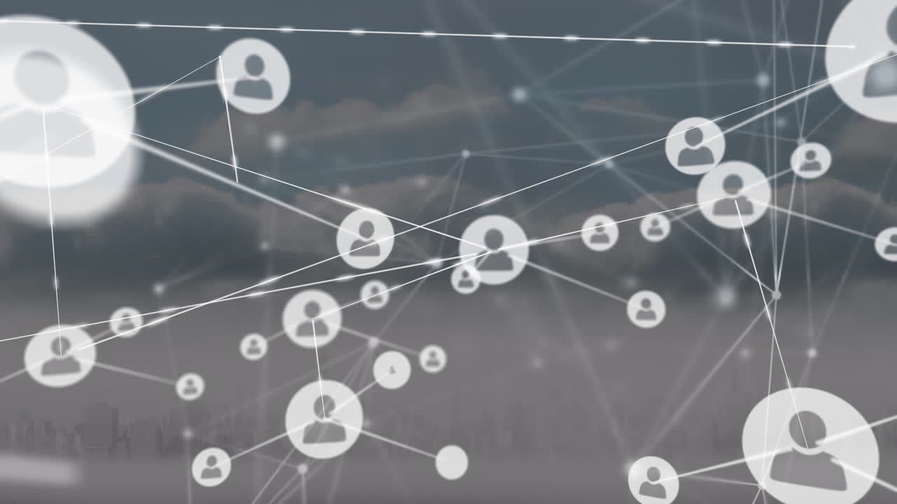 animación de la red de conexiones a través de nubes