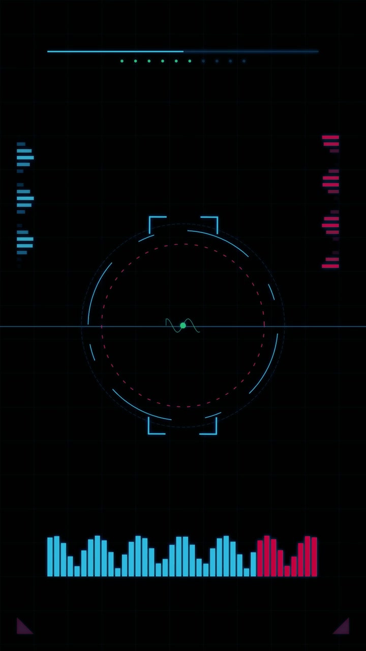 Futuristic Digital HUD Interface with Audio Waveform Visualization