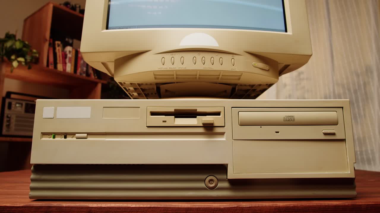 Vintage Computer with Floppy Disk Drive