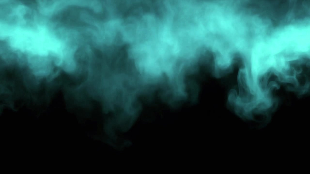Fumo astratto verde acqua vorticoso su sfondo nero