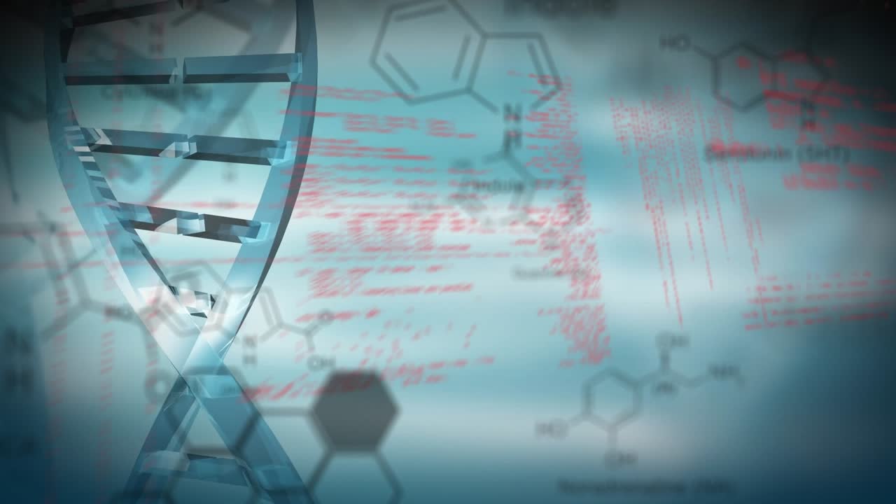 Animation of data processing and dna strand spinning