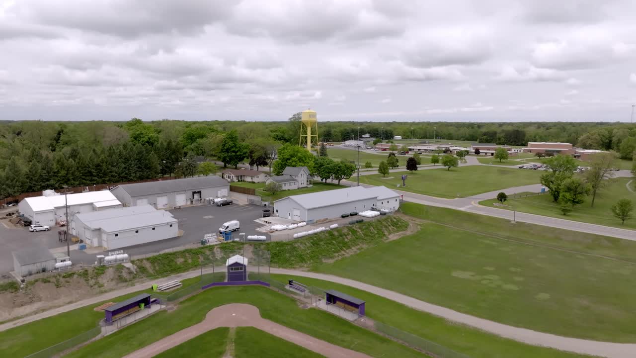Byron Michigan Aerial Drone baseball field and high school