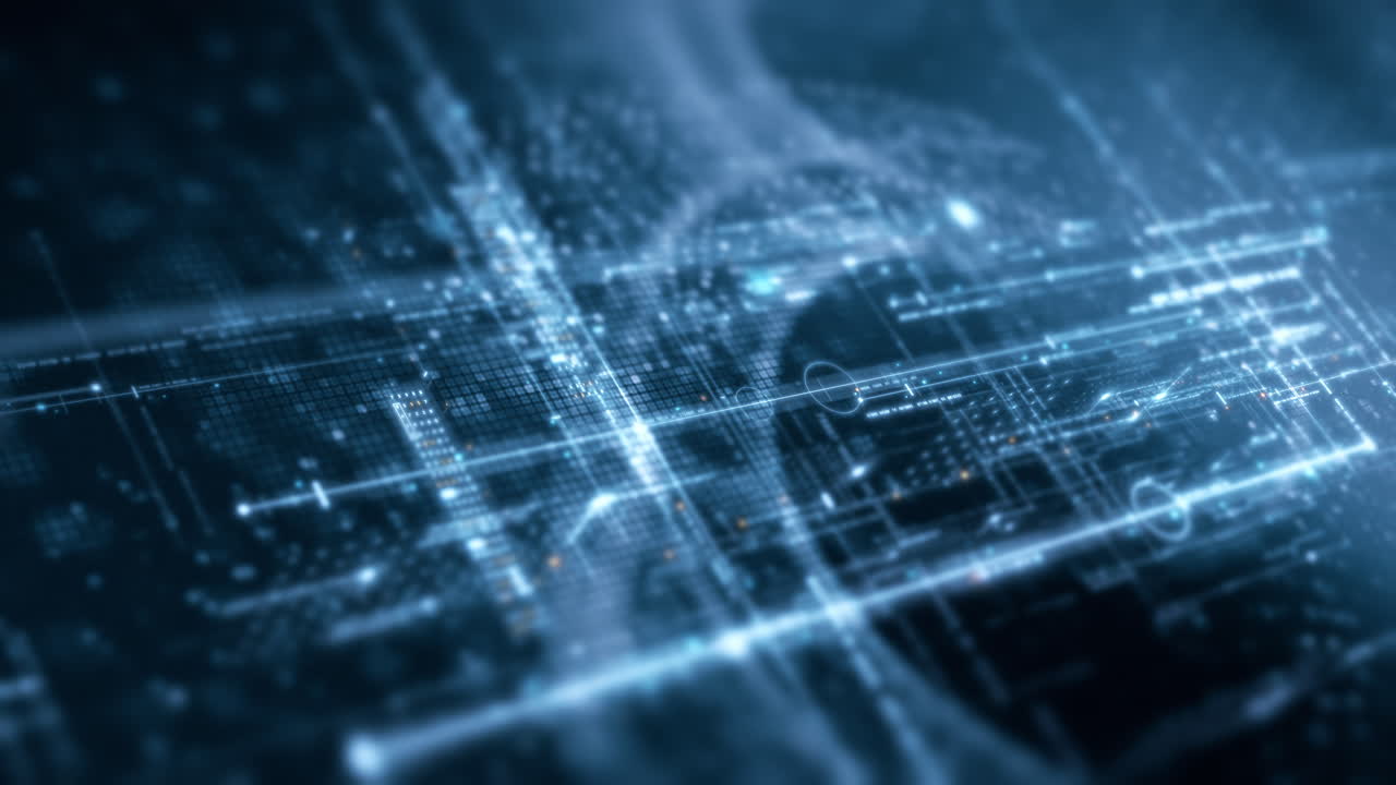 matriz de datos de flujo de desenfoque abstracto futurista, meta, metaverso, telemetría y visualización de números cifrados con simulación de partículas en el entorno del ciberespacio para el fondo de visualización frontal