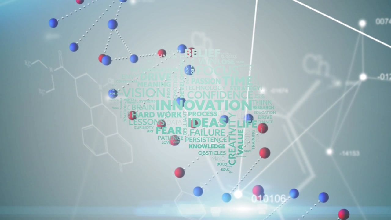 Animation of spinning dna strand over data processing