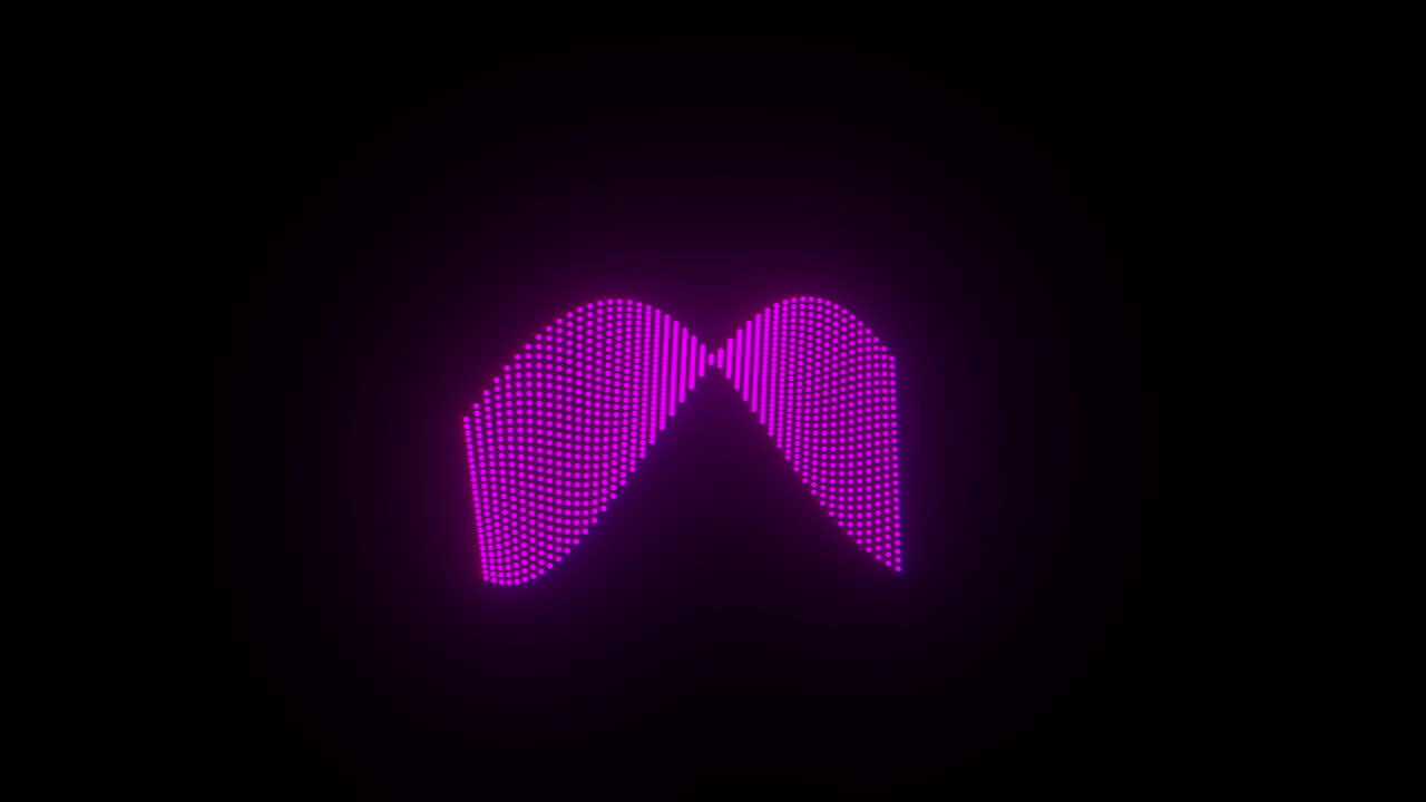 Purple Abstract Particles Flowing in Twisted Curved Wave Formation with Soft Glow and Black Background