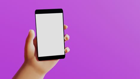 teléfono inteligente con pantalla blanca en blanco en la mano izquierda de una persona.