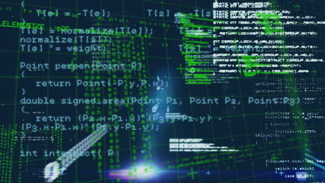 animação digital do processamento de dados através da rede de rede contra um fundo azul