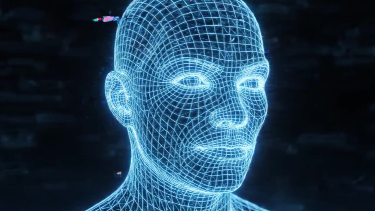 Exploring the Intricacies of Digital Avatars: A Visual Representation of a Human Face in Wireframe Technology from Multiple Angles.