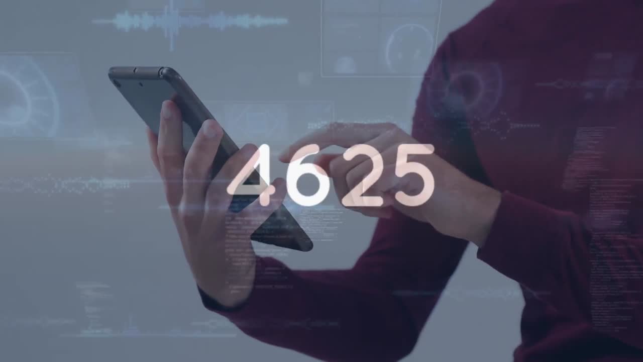 Animation of data processing over hands using tablet