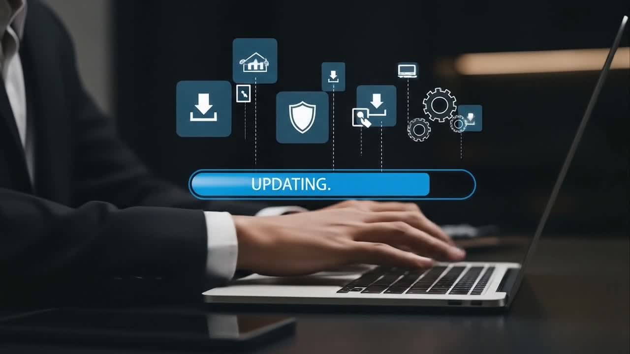 Updating Software Progress Bar on a Laptop Computer Screen