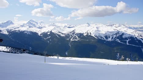 view of ski resort in whistler mountain with mountain range in background