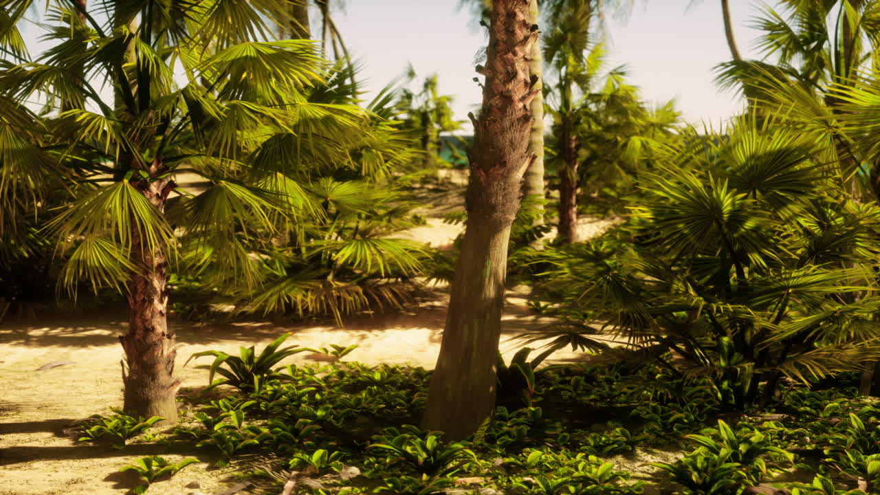 종려나무 가 있는 열대 해변 풍경