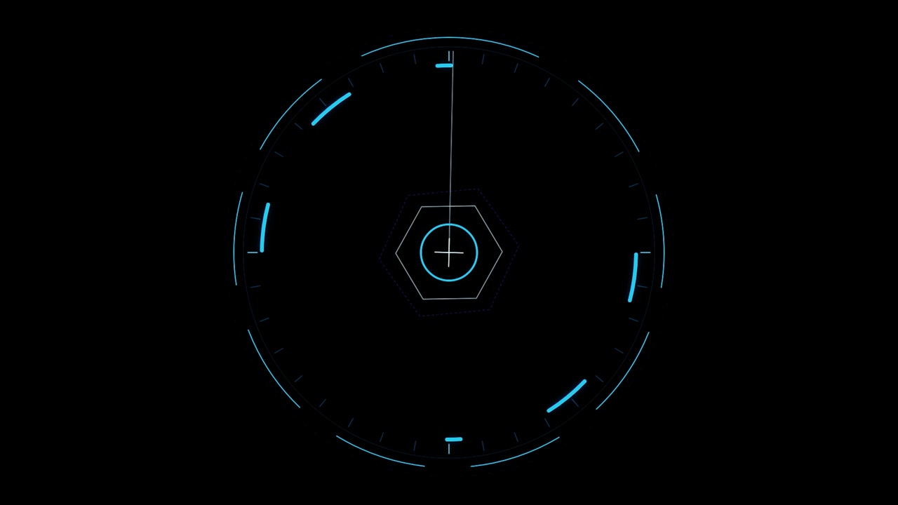 Futuristic Digital Radar Interface Scanning on Black Background