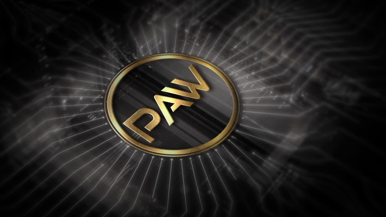 Futuristic digital background highlighting advanced cryptocurrency and encryption technology, featuring blockchain networks and secure cryptographic systems : PAW
